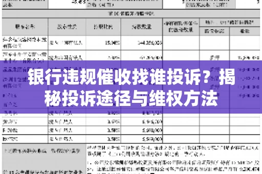 银行违规催收找谁投诉？揭秘投诉途径与维权方法