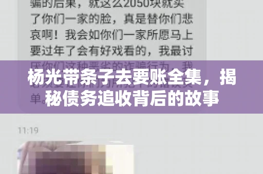 杨光带条子去要账全集,揭秘债务追收背后的故事 杨光带条子去要账全集,揭秘债务追收背后的故事