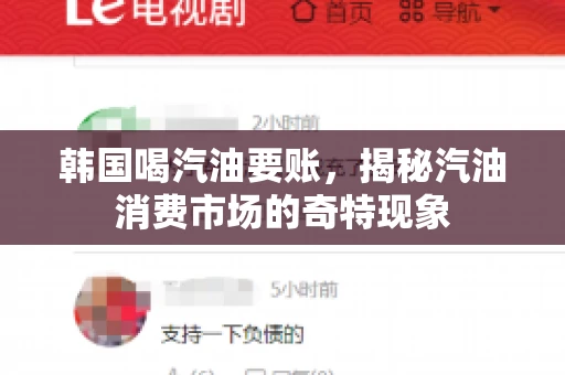 韩国喝汽油要账，揭秘汽油消费市场的奇特现象
