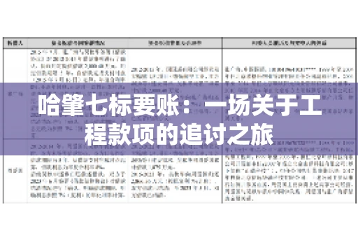 哈肇七标要账：一场关于工程款项的追讨之旅